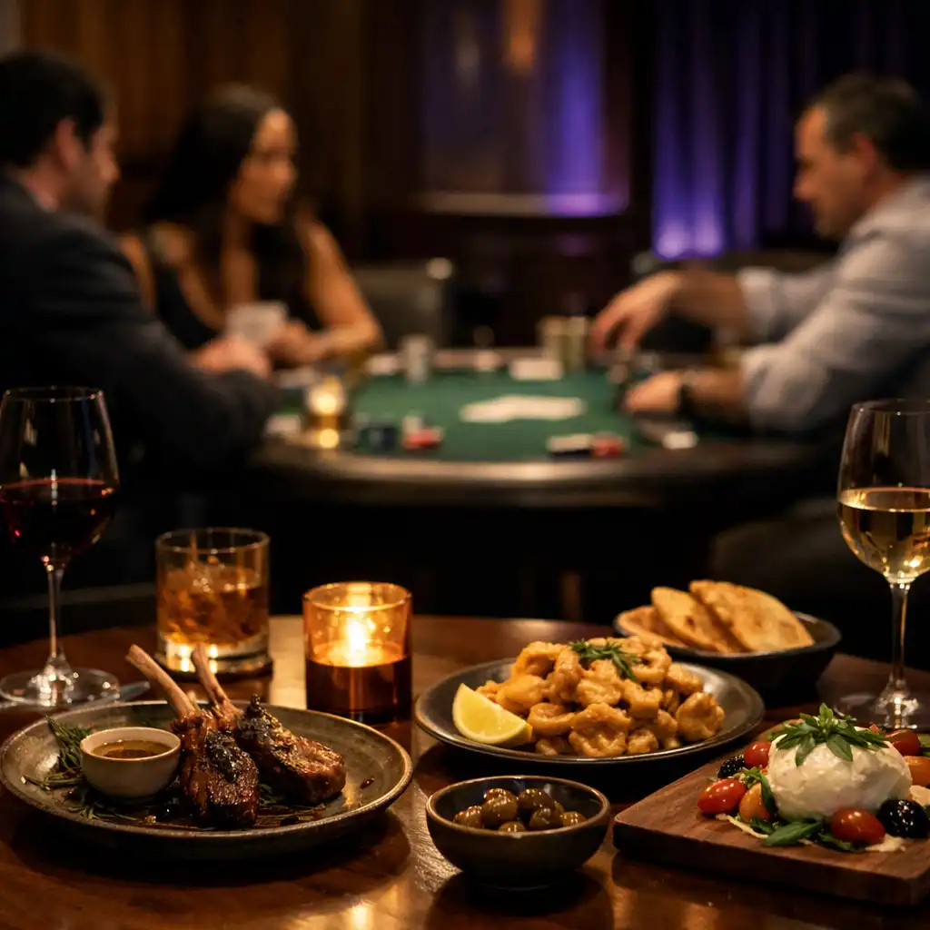 Shared dining plates and glassware in the card lounge